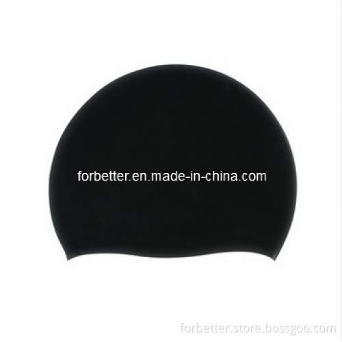 Black Waterproof Silicone Swim Cap (SSC-010)